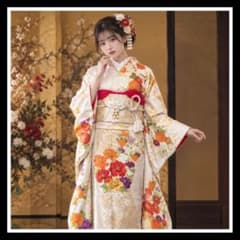 美品 古典 白地 地紋 金彩 花刺繍 金駒刺繍 やまと フルセット 振袖 
