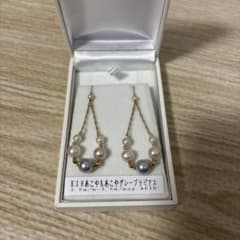 K18 あこや真珠・グレーパール ロングピアス ケース付きのサムネイル