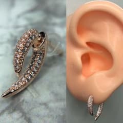 スタッド ピアス 18g ドロップ 爪 フープ ローズ ピンク ゴールド 片耳