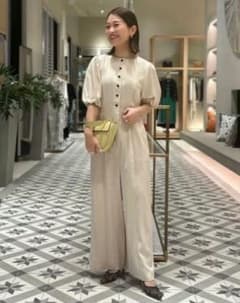 最終価格　BALLSEY セルロースツイル パフスリーブオールインワン　34 極美品 Ballsey セルロースツイル パフスリーブオールインワン 34