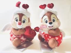 디즈니 칩과 데일 발렌타인 봉제인형 2장 세트