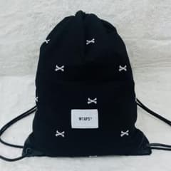 【希少】WTAPS クロスボーン 刺繍 ナップサック　ドローストリングバッグ 黒 希少】WTAPS クロスボーン 刺繍 ナップサック ドローストリングバッグ