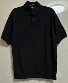 UNIQLO ウォッシャブルニットポロセーター 半袖 M ブラックのサムネイル