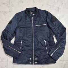 美品】DIESEL 池田エライザ着用 シングルライダースジャケット 紺 S