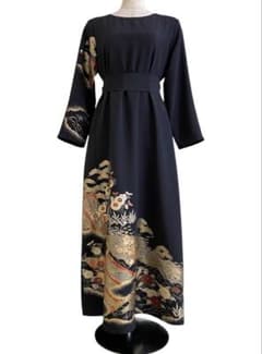 留袖ワンピース 留袖ドレス 着物リメイクロングワンピース