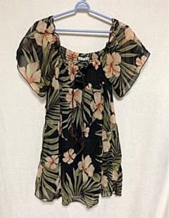 花柄 袖シースルートップス チュニック Lのサムネイル