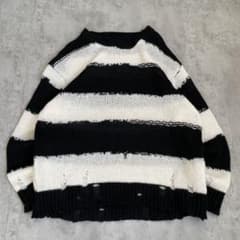 vintage ボロボロ ダメージ ニット ボーダー グランジ y2k パンク