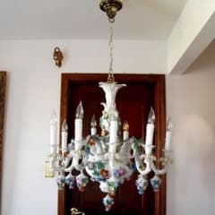 Dresden/ドレスデン ドイツ製 陶器シャンデリア☆繊細で色鮮やか陶花＆金彩 Dresden/ドレスデン ドイツ製 陶器シャンデリア☆繊細で色鮮やか