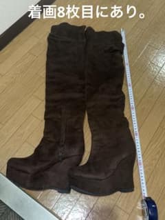 【美品】ブラウン スエード ニーハイブーツ 23.5cm ヒール10cmのサムネイル