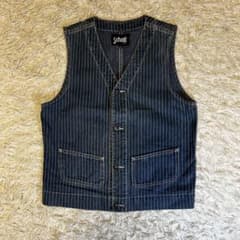 schott ウォバッシュ　ワークベスト シンチバック　ヒッコリー　M schott ウォバッシュ ワークベスト シンチバック ヒッコリー M - メルカリ