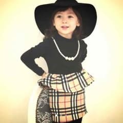 ペプラムワンピース♡パフスリーブ アクセ付きのサムネイル