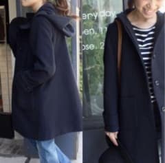 SLOBE IENA Melton Concealed Hooded Coat, Navy