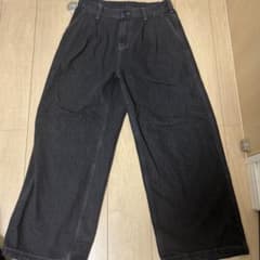 ワイドデニムパンツ ブラック XLのサムネイル