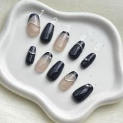 オーダーネイルチップ 個性ネイル 即日発送 ネイビー 卒業式 パールのサムネイル