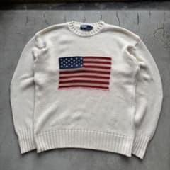 90s polo ralph lauren 星条旗ニット　香港製 90s polo ralph lauren 星条旗ニット 香港製 - メルカリ