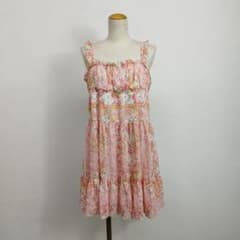 リズリサ キャミ ワンピース ピンク ジュエリー 花柄 姫カジ Y2K 古着