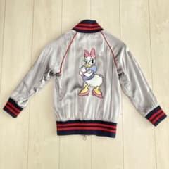 ドナルドダック ジャケット サテン スカジャン 総柄 Disneyドナルドダックリバーシブル刺繍サテンスカジャンM