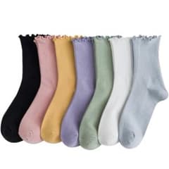 レディース フリルソックス 靴下 7色セット　コットンソックス