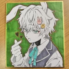 獅*奈様 手描きイラスト アナログ 色紙 - メルカリ