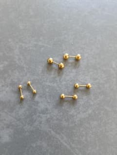 ゴールドカラー ボールピアス 両耳用 3ペアセットのサムネイル