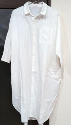 Te chichi ホワイト ロングシャツ七分袖ワンピース　フリーサイズ
