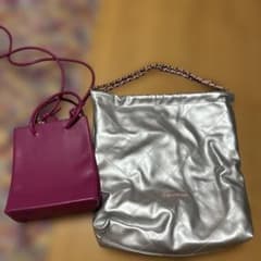 JANE & YORK シルバーショルダーバッグとピンクミニバッグセットのサムネイル