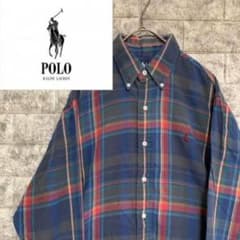 【PoloRalphLauren】 90s★チェック刺繍ロゴシャツ‼️のサムネイル