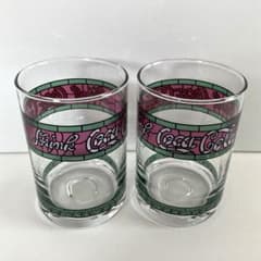 昭和レトロ Drink Coca-Cola グラス 2個セット ステンドグラス風