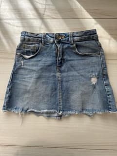 デニムブルー フリンジヘム スカート　ZARA 110 120のサムネイル
