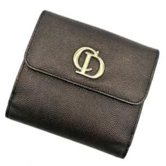 美品 ディオール 30 MONTAIGNE ロータスウォレット 財布 ブラック