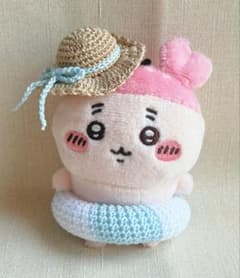 치이카와 주름 봉제 인형 박제 의류 핸드메이드 여름 떠있는 고리 밀짚 모자 하늘색