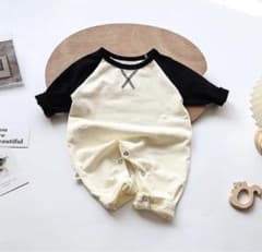 ラグランロンパース　韓国子供服　海外輸入品のサムネイル