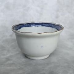 古伊万里 染付 向付 陽刻 蕎麦 猪口 江戸時代 骨董 金継ぎ