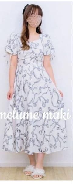 大きいサイズ 4L melume maki ワンピース　リボン柄のサムネイル