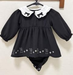 うさぎ刺繍 襟付き ベビーワンピース ロンパースのサムネイル