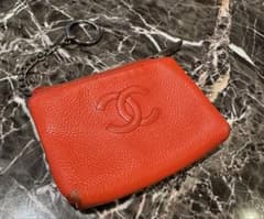 CHANEL（シャネル）ココマーク キャビアスキン キーリング付きコイン 