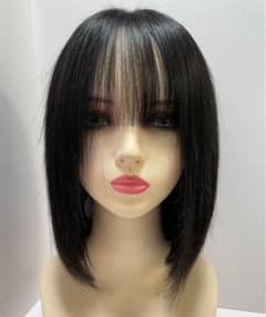 フルウィッグ人毛100%人毛ウィッグ医療ウィッグボブストレート広い頭皮