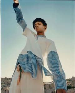 新品 完売品 ウェールズボナー 長袖カットソー ストライプ ノーカラー XL 新品 完売品 ウェールズボナー 長袖カットソー ストライプ ノーカラー