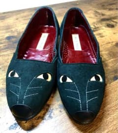 希少品) トキオ クマガイ 男性用 黒猫 スエードパンプス サイズ6 1/2