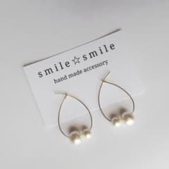 【再再販】コットンパールのしずくフープピアスのサムネイル