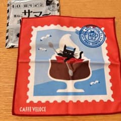 カフェベローチェ40周年記念サマーキャンペーン 黒ねこハンドタオル レッドのサムネイル