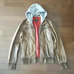 【春空様専用】ZARA レザージャケット(フード付き)　ベージュ　ブラウンのサムネイル