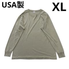 80s 90s USA제 Duke 무지 론 T XL 베이지 롱 슬리브