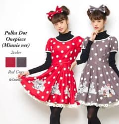 シークレットハニー ミニーマウス ドット柄グレーワンピース