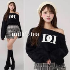 新品タグ付 ダーリッチ ブラック DDロゴワンショルニットトップス  