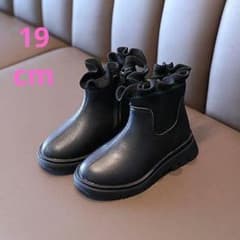 19cm｜ブラック〔フリルリブニットショートブーツ〕のサムネイル