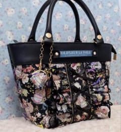 ル*M様 ジョリーフルール tracupクラシカルフラワー　ブラック　フリルトー ジョリーフルール tracupクラシカルフラワー ブラック フリルトート