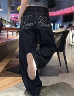 DAZY ワイドレッグ デニムパンツ ラインストーンのサムネイル