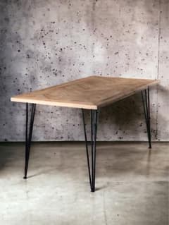 【ブルックリン家具】古材×ブラックスチール脚 ダイニングテーブル 150×80 ブルックリン家具】古材×ブラックスチール脚 ダイニングテーブル