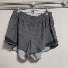 ノーブランド ショートパンツ ヘザー 無地 M 灰 ポリエステル ジム